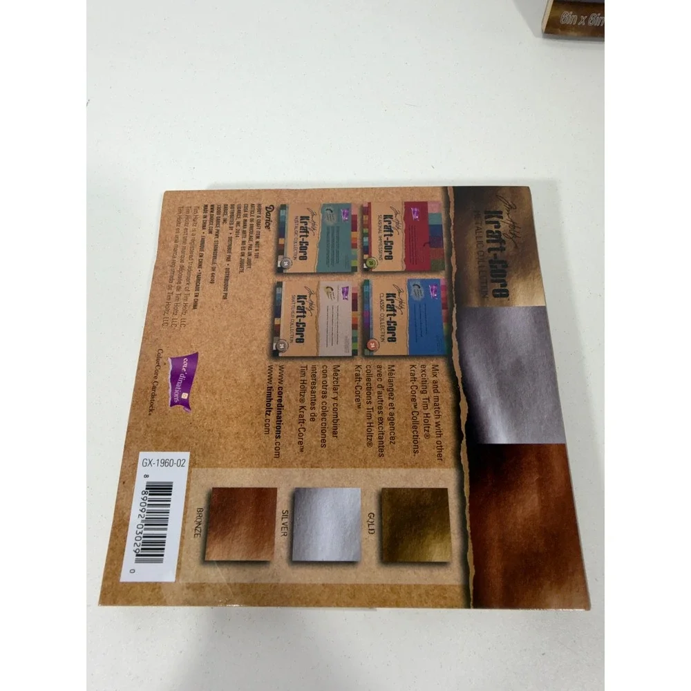 Tim Holtz Core'dinations Kraft-Core Metallic Cardstock 6x6 2 Pads 96 Sheets Tot.